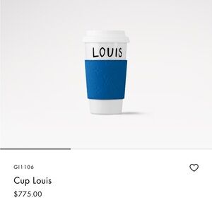 Louis Vuitton Porcelain Coffee Cup w/ green LV sleeve and lid - never been used